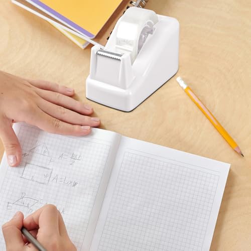 Desktop Tape Dispenser White,Weighted Nonskid Base,Includes 6 Rolls of Tape - color: White (6pcs Tape)