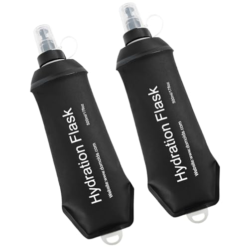 WILDREEDS 500ml Soft Flask, TPU Collapsible Soft Water Bottle for Hydration Pack, Running Vest, Folding Water Bottle for Hiking Cycling Climbing-2Pcs, Black - color: 2pcs, 500ml Black