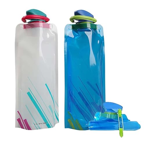 Collapsible Water Bottle, Compact Folds Flat for Hydration on the Go - color: White