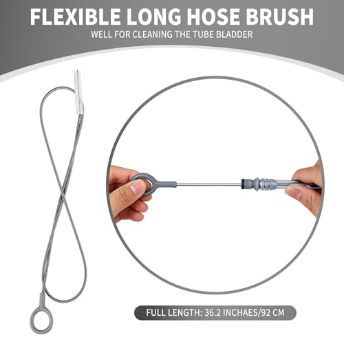 Water Bladder Cleaning Kit, Includes Tube Brushes, Small Bite Valve Brush, Big Brush, Hanger Works with All Hydration Bladders - color: Grey