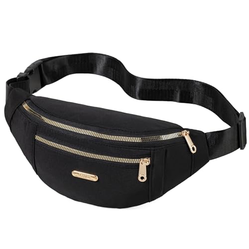 Fanny Packs Crossbody Bag for Women, Waist Pack Jogging Pouch Belt Bag for Outdoors Traveling Hiking - Black - color: Black
