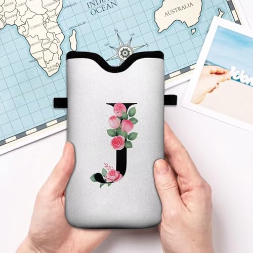 Cell Phone Sleeves Bag Case Crossbody Neoprene Holder Lanyard Phone Pouch for Women Men 7.5 X 4.5 Inches - Letter_J - color: Letter_J