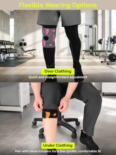 AOFIT Adjustable Knee Brace Metal Springs & Anti-Slip for Sports Black L - color: Black-L