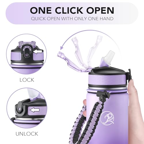 GOSWAG 24oz Insulated Stainless Steel Travel Water Bottle, 2 Lids - color: Pink-Purple Ombré