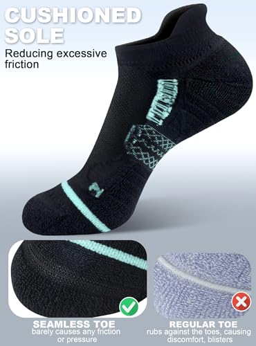 Trusiel Ankle Compression Socks for Women Running Moisture Wicking 5 Pairs - color: Black, size: 6-9