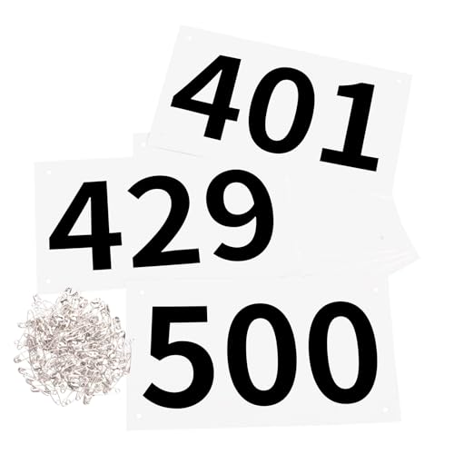 Azarxis Running Bib Competitor Numbers with Safety Pins, Tyvek Tearproof Waterproof 4"x7" / 6"x7.5" for Marathon Races Events - color: #01 [4"x7"] Numbers 401-500