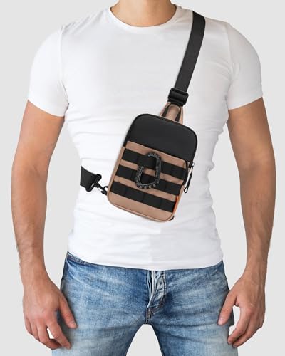 Peicees Crossbody Bag for Men Mini Sling Bag Anti Theft Purse, Light Khaki - color: Light Khaki