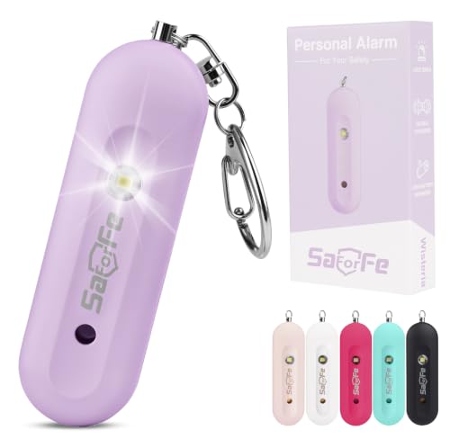 Personal Safety Alarm - Waterproof Rechargeable Security Alarm - 140dB Extra Loud Siren & Strobe Light - Self Defense Keychain - Gift for Women, Teenagers, College Girls, Seniors(Wisteria) - color: Wisteria