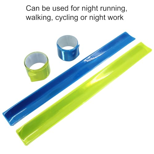 12 Pcs Reflective Snap Bands High Visibility Reflectors for Night Cycling, Jogging, and Working - color: Blue、Yellow