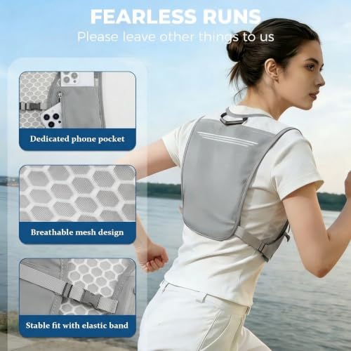 Running Hydration Vest, Adjustable Chest Straps Running Vest for Women Men with 500ml Soft Flask - color: Grey