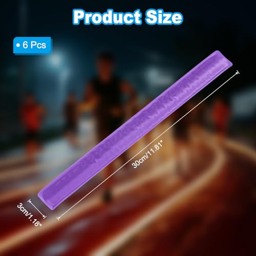 PATIKIL Reflective Slap Bands, Reflector Band Snap Bracelet Armbands High Visibility Safety Reflectors Wrist Strap Strips for Night Jogging Cycling Running - color: Purple