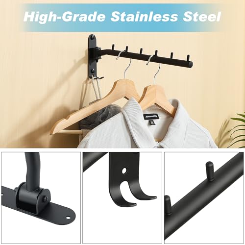 Alise Wall Mounted Drying Rack with Hook,Swivel Clothes Hanger,Black,2 Pcs - color: Black, size: 5005J (2 Pack)