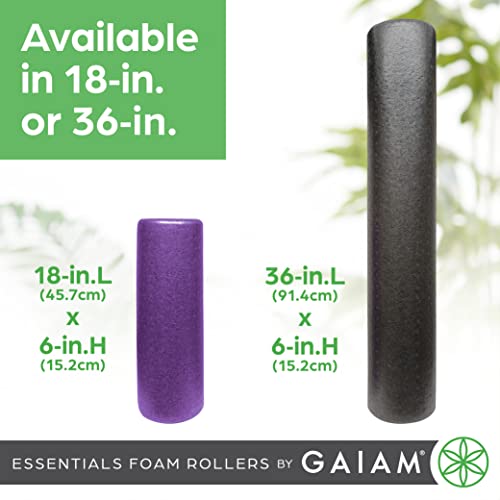 Gaiam Essentials Foam Roller, High Density Firm Deep Tissue Muscle Massager for Back Pain & Sore Muscles - color: 18-inch | Black