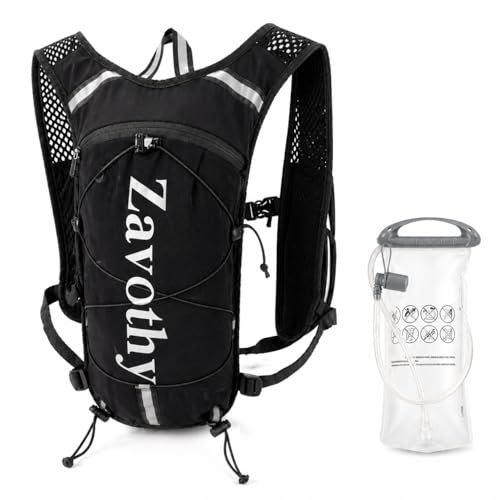 Zavothy Hydration Vest Pack with 1.5L Water Bladder, Lightweight 6L Hydration Backpack for Running, Hiking & Cycling, Breathable Reflective Hydration Vest for Men & Women - color: Black