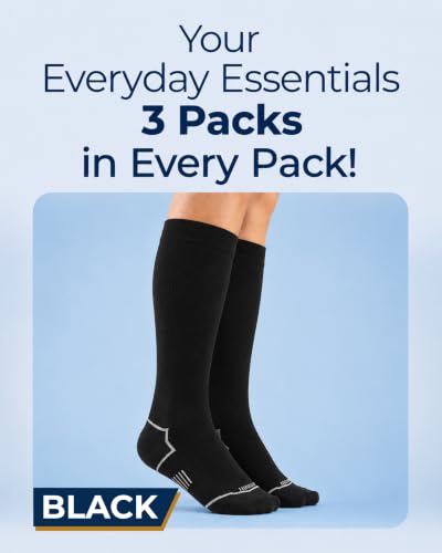 Pembrook Plus Size Compression Socks for Women Wide Calf - 3 Pairs, 20-30mmHg Extra Wide Calf Compression Socks, Up to 4XL - color: Black - 3 Pairs, size: XX-Large