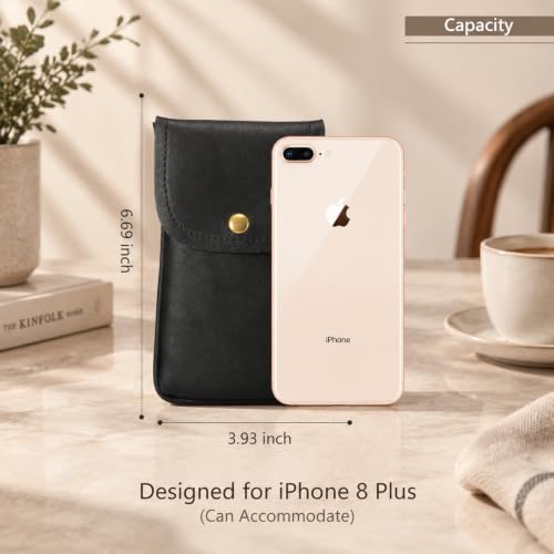 Cell Phone Neck Pouch PU Leather Bag with Credit Card Holder Adjustable Strap, Small Travel Purse Lightweight Mini Wallet Carrying Bag Fits iPhone 16+, Galaxy S25+, Pixel 9 Pro (Black) - color: 01 Black