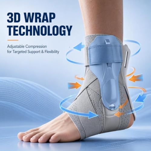 Ankle Stabilizer Brace with Side Support - Layered Compression Knit,Adjustable Cross Straps,Removable on Both Sides,Moisture-Wicking Fabric - size: X-Large