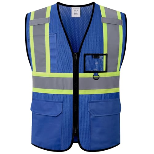 Hi Vis Reflective Safety Vest for Men Women,EK178,Blue,M - color: Blue, size: Medium