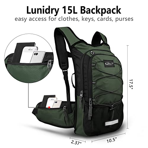 Hydration Backpack with 3L Water Bladder, Small Hydration Pack Backpack for Men Women, Lightweight Water Backpack with Cooler Layer for Running, Biking, Hiking - color: Olive