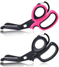 MEUUT Trauma Shears with Carabiner 7.5 Inch 2-Pack Medical Scissors - color: Black/Black+pink/Black