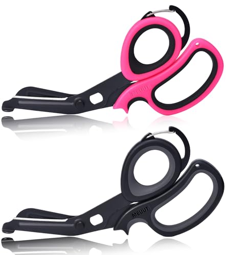 MEUUT Trauma Shears with Carabiner 7.5 Inch 2-Pack Medical Scissors - color: Black/Black+pink/Black
