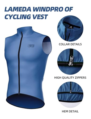 LAMEDA Cycling Jacket for Men Women, Windproof Lightweight Packable Cycling Windbreaker Bicycle Clothing Jacket - color: Haze Blue, size: Small