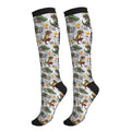 Compression Socks Knee High Support Socks Women Circulation Stockings for Athletic Running Cycling Flying - color: Dinosaur Football
