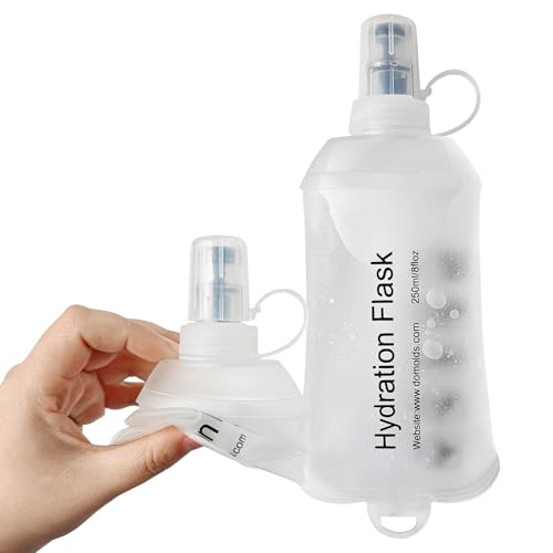 250ml Soft Flask, Soft Water Bottle for Hydration Packs, Running, Hiking, Cycling and Climbing - White - color: 250ml, white