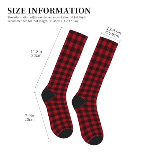 Compression Socks Knee High Support Stockings Women Men - color: Red Black Plaid