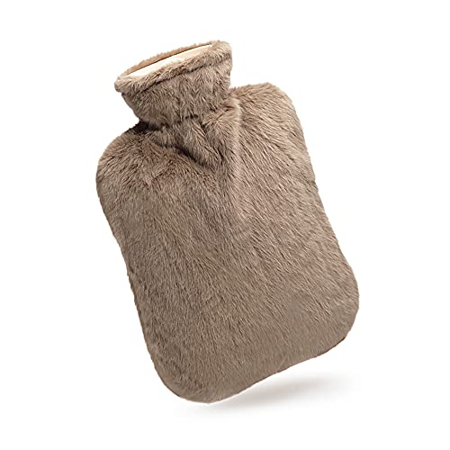 BICAREE Hot Water Bottle with Cover, 2L PVC Hot Water Bag for Neck, Shoulder Pain and Hand Feet Warmer, Menstrual Cramps, Hot Compress and Cold Therapy(Brown) - style: Brown
