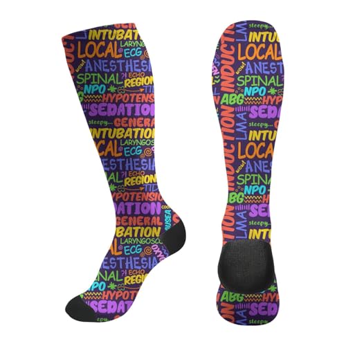 FREEHOTU Compression Knee High Socks for Women/Men Circulation 15-20 Mmhg - color: Anesthesia
