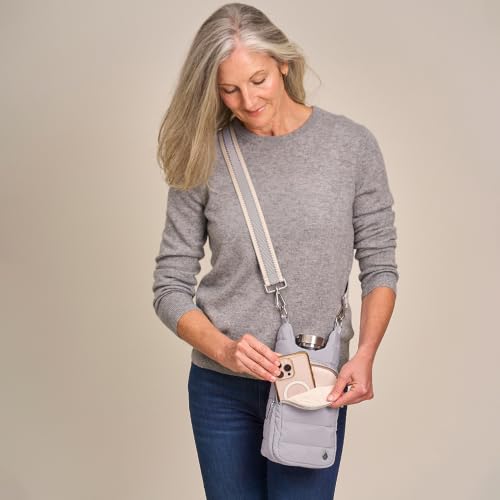 WanderFull Original HydroBag Crossbody Water Bottle Holder with Phone Pocket, Fits Water Bottles up to 32 oz - color: Gray Peacock