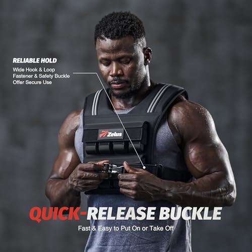 ZELUS Weighted Vest Men, 23lbs/36lbs/45lbs Adjustable Weight Vest - size: 36LB