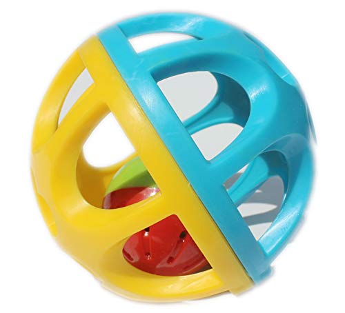 Baby Rattle Balls, Easy Grasp Sensory Toys for 3-6 Months - color: Blue Yellow Rattle