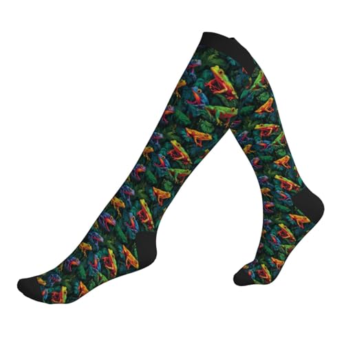 Compression Socks Knee High Support Socks Women Circulation Stockings for Athletic Running Cycling Flying - color: Frog