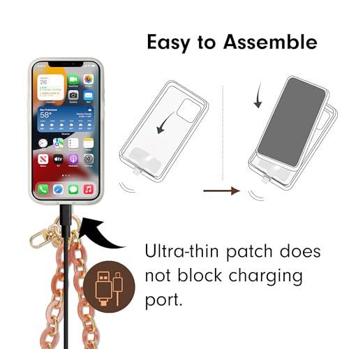 Sonix Phone Wristlet - Detachable Universal Smartphone Wrist Strap, Hands-Free Lanyard Cellphone Bracelet with Tether Tab - color: Rose Marble