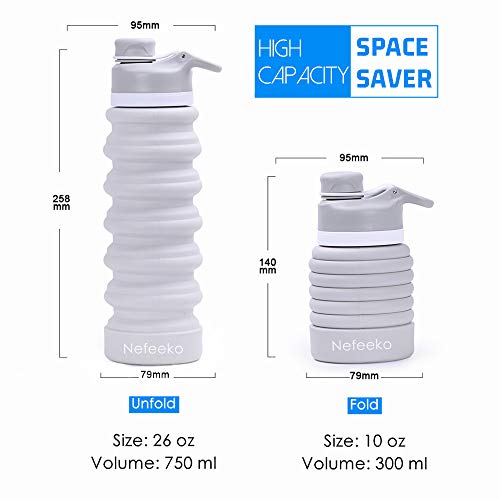 Nefeeko Collapsible Water Bottle, 26oz Silicone Foldable Water Bottles - color: A