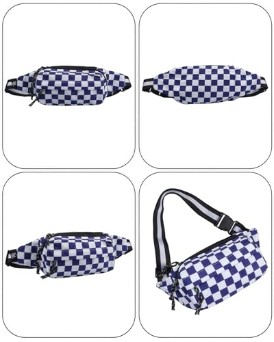 AIBEARTY Fashion Fanny Pack Small Checkered Waist Pack Belt Waist Bag Pack Pouch with Adjustable Strap for Sport Running,Camping,Trip - color: Blue Check Pattern