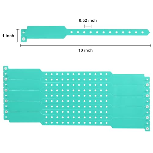 100pcs Vinyl Wristbands, Disposable Waterproof Wristbands (Water Green) - color: Watergreen