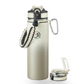 GOSWAG 24oz Insulated Stainless Steel Travel Water Bottle, 2 Lids - color: Beige-Gray Ombré