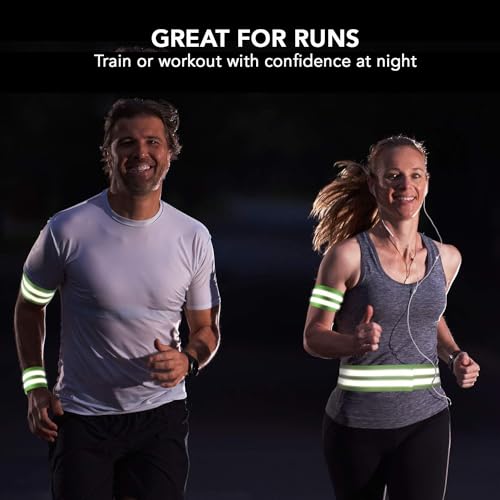 MaximalPower Reflective Band Reflector Band for Wrist, Arm, Ankle, Leg, High Visibility Reflective Gear Safety Reflector Tape Straps for Night Walking, Cycling and Running