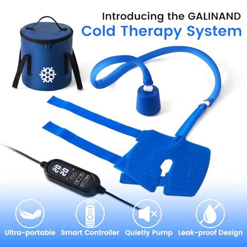 GALINAND Cold Therapy Machine, Ice Machine for Knee Care After-Surgery, Knee Replacement Recovery Equipment Aids Pack, Cryotherapy System w/Compression Wrap Pad for Ankle, Foot, ACL Relief