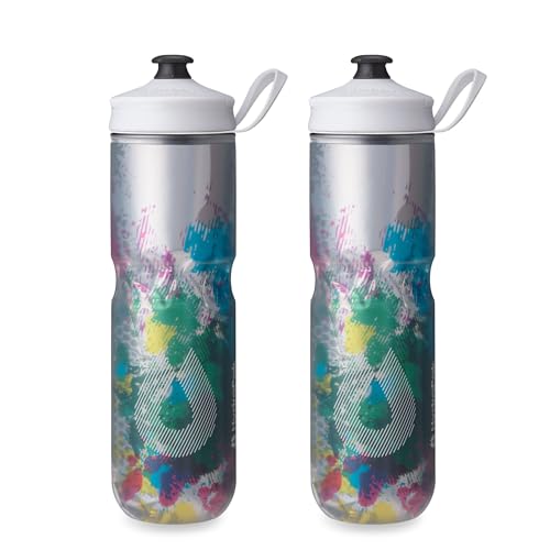 HydraPak Polar Sport Insulated Water Bottle 2-Pack (24oz, Splash Multi) - color: Splash Multi, style: 24oz/700ml (2-Pack)