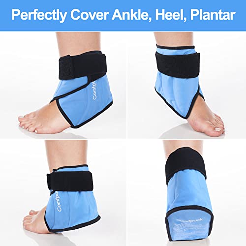 Comfpack 2 Pack Ankle Ice Pack Wrap for Swelling, Heel Ice Pack for Pain Relief, Hot Cold Therapy Cold Pack for Plantar Fasciitis, Achilles Tendonitis, Ankle Sprain, Foot Pain - color: Blue-2 Pack