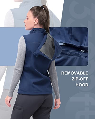 33,000ft Women's Hooded Lightweight Softshell Vest Fleece Lined for Running - color: Blue, size: 4X-Large