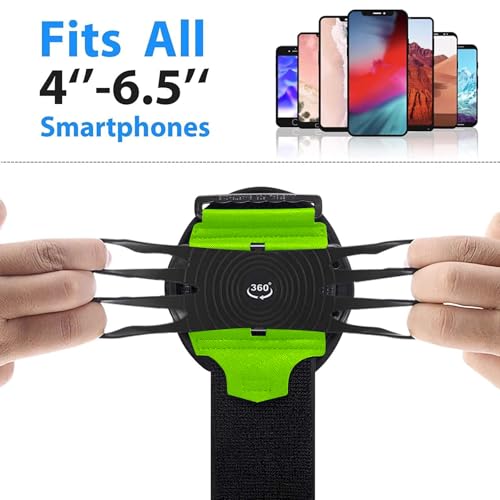 Wristband Phone Holder for 4''-6.5''Phone, 360°Rotation & Detachable