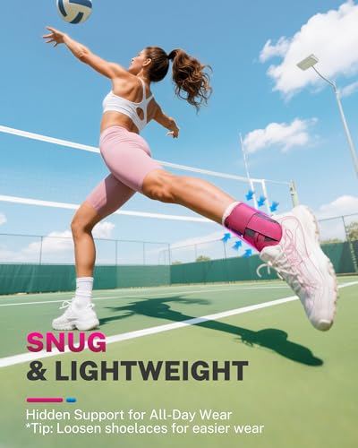 Ankle Brace for Men Women with Removable Side Splints Figure 8 Strap - color: Rose, size: L