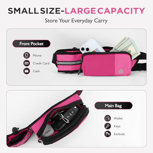 Fanny Pack for Women Men with Water Bottle Holder,Waist Bag for Hiking,Travel,Running,Dog Walking,Workout,Cycling (Pink) - color: Pink