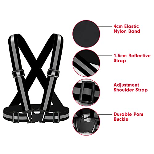 Reflective Vest Running Gear High Visibility Safety Vest Strap for Night - color: Black