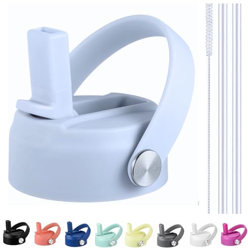KMN Wide Mouth Straw Lid with Flip Top, Replacement Cap with Straw for Hydro Flask 18 32 40 oz Wide Mouth Water Bottle & 12 16 20 oz Coffee Flask, BPA-Free Leakproof Sports Lid (Fog) - color: Fog